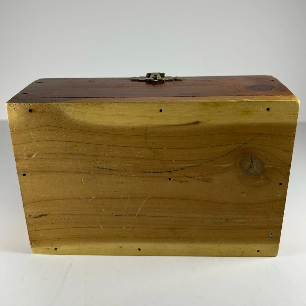 Vintage wooden cedar “Mother” jewelry box